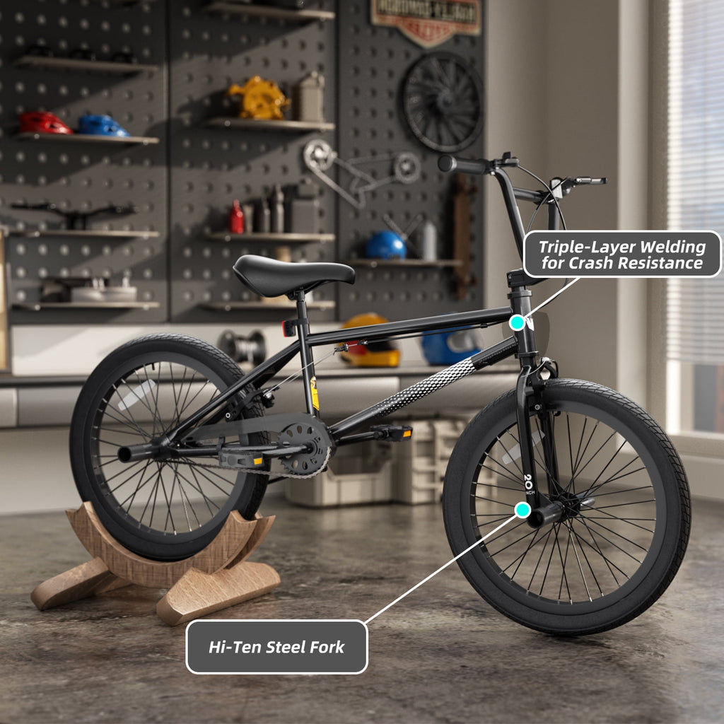 Korimefa 18 inch BMX Bikes, Kids Bicycles for Boys Ages 5-9, Child, Tween & Teen, Front Aluminum Alloy U-Brake, Rear R-Brake, Hand Brake Levers & Front and Rear Pegs, White