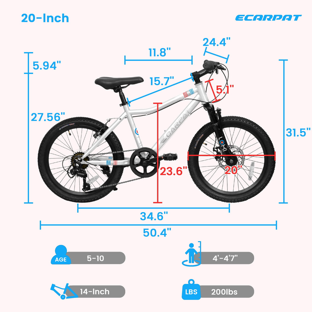 Ecarpat Kids' Bicycles 20 inch Kids Mountain Bike for Ages 8-12