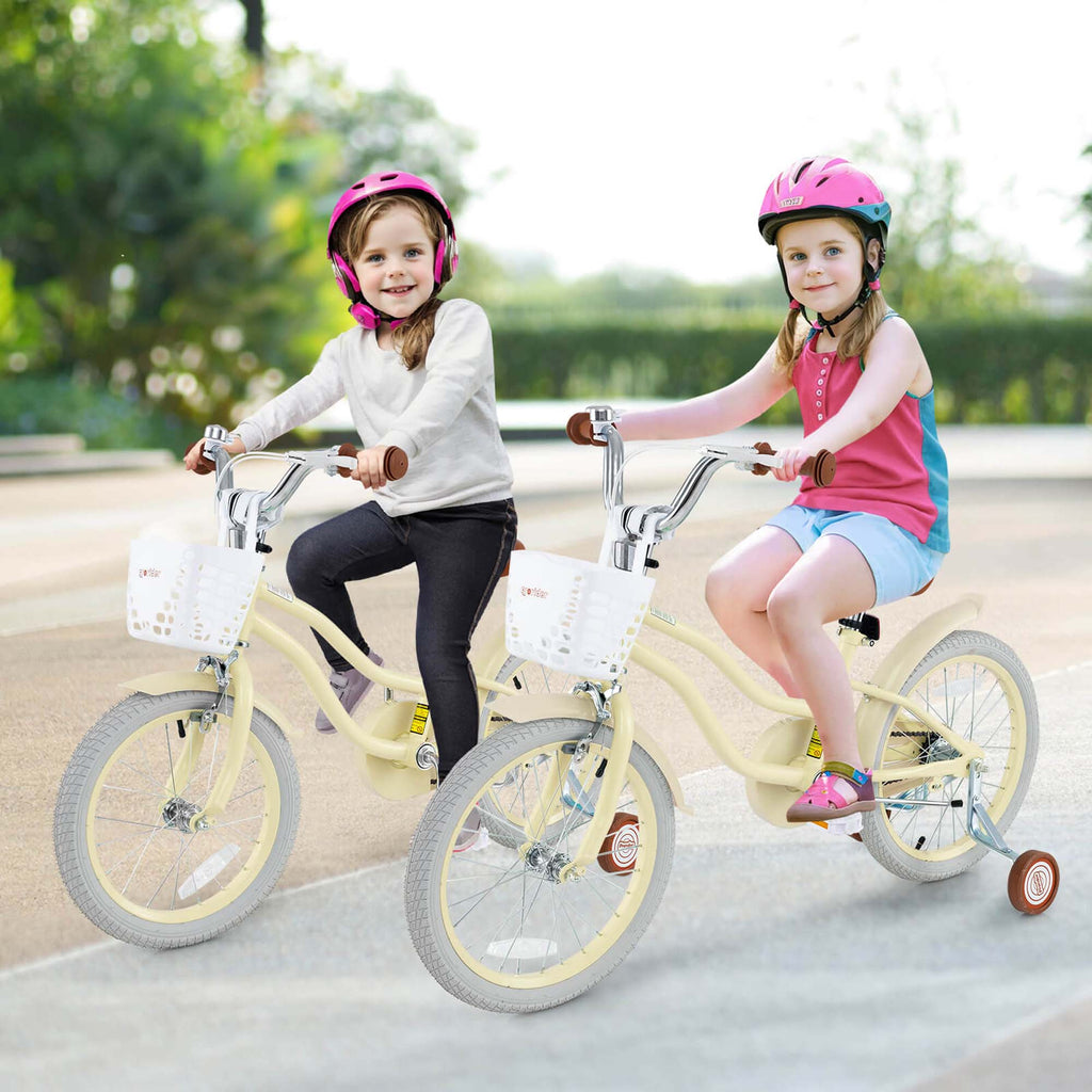 Costway 18'' Kids Bike Toddler Bicycle with Training Wheel Kickstand for 4-8 Years Old Pink