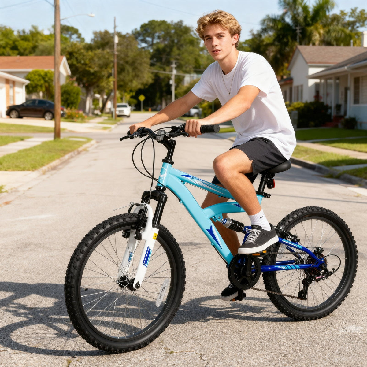 Hykolity 20 Inch Kids Mountain Bike Boys Girls Youth Bicycle For Ages 6-12 Children Bikes Dual Full Suspension Front And Rear V-Brakes 6 Speeds Drivetrain, Black