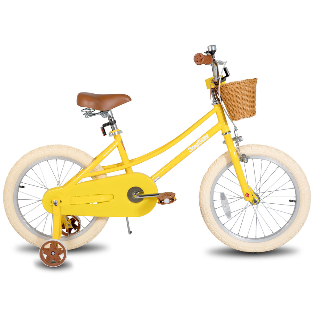 JOYSTAR 14 Inch Girls Bike with Training Wheels & Basket for Ages 3-5, Purple