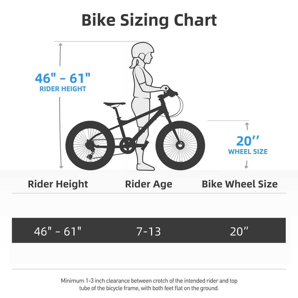 JOYSTAR 20 Inch Mountain Bike for Kids Ages 7-12 Year Old, 3-Inch Wide Knobby Tires, 7 Speed Shimano Drivetrain, Disc Brakes, Fat Tire Kids Bicycles for Boys Girls, Purple