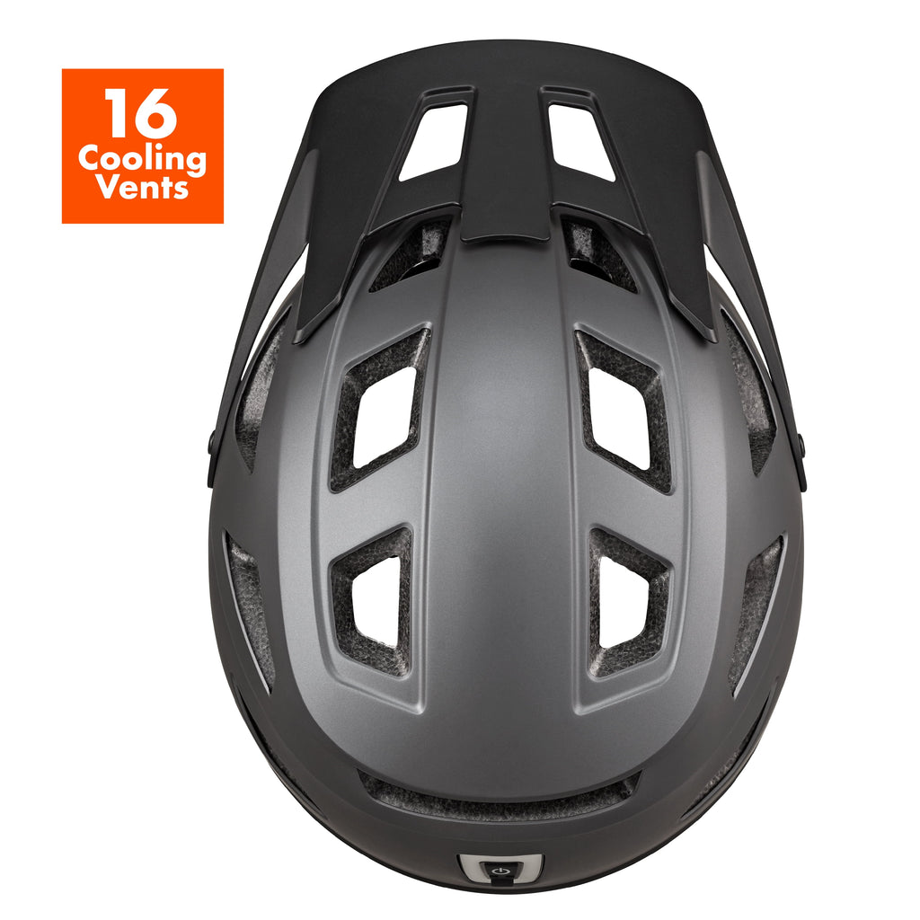 Ozark Trail Adult Bike Helmet with Rechargeable Rear Light-Up, Black, 9 Modes, Ages 14+