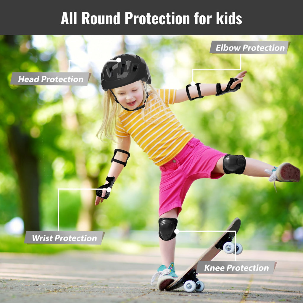 KORIMEFA Kids Bike Helmet Toddler Bicycles Helmets, Multi-Sport Protective Gear Set for 3-5-8-14 Years Boys Girls with Knee Elbow Pads Wrist Guards for Cycling,Skateboarding,Skating Scooter