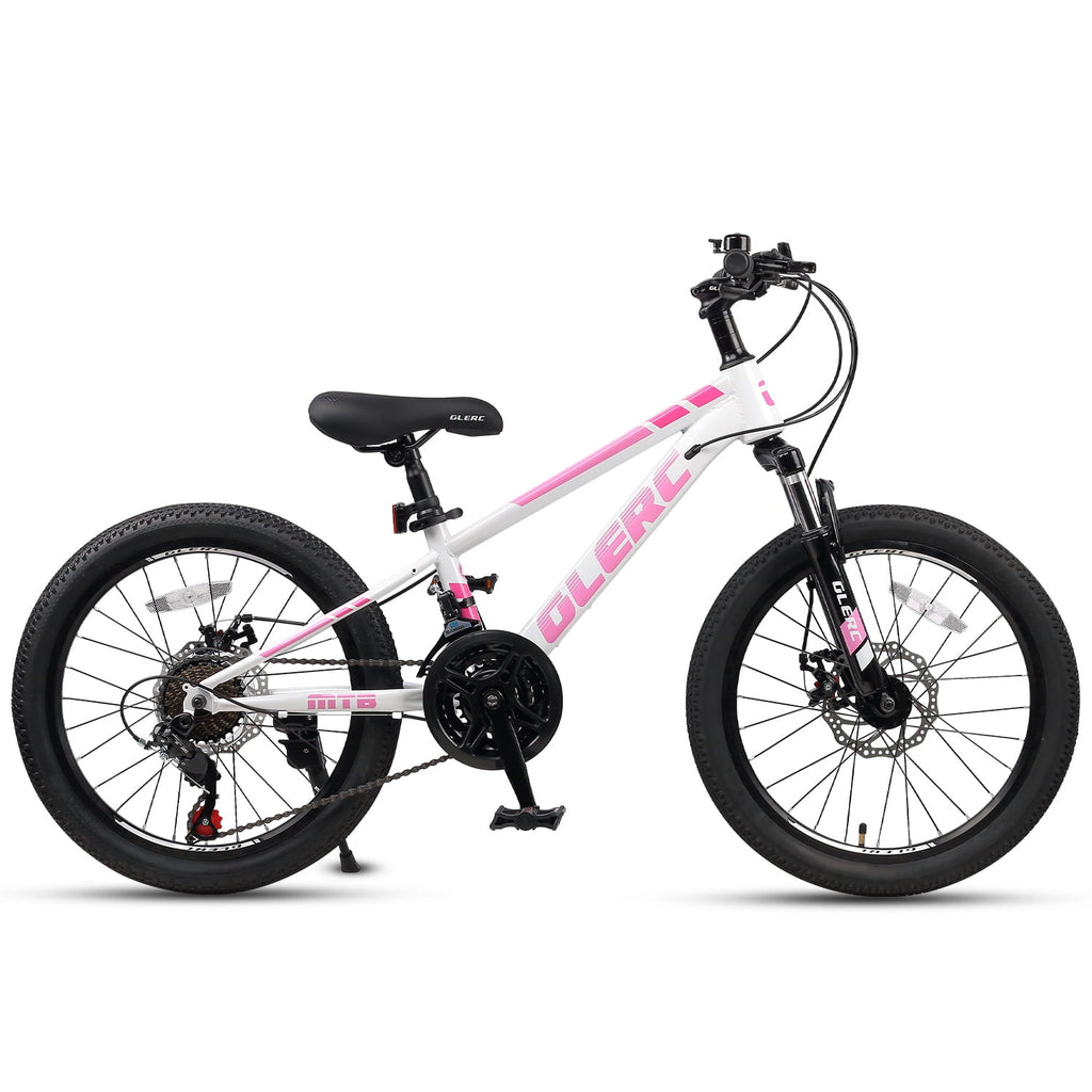Glerc Skyline 24 Inch Kids Mountain Bike for Boys Girls 10 11 12 13 14 Years Old, 21-Speed Kid Bicycle with Front Suspension & Dual Disc Brakes & Rugged Frame, Black