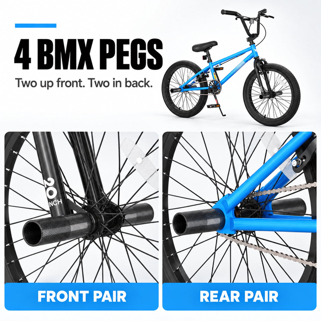 Korimefa 18 inch BMX Bikes, Kids Bicycles for Boys Ages 5-9, Child, Tween & Teen, Front Aluminum Alloy U-Brake, Rear R-Brake, Hand Brake Levers & Front and Rear Pegs, White