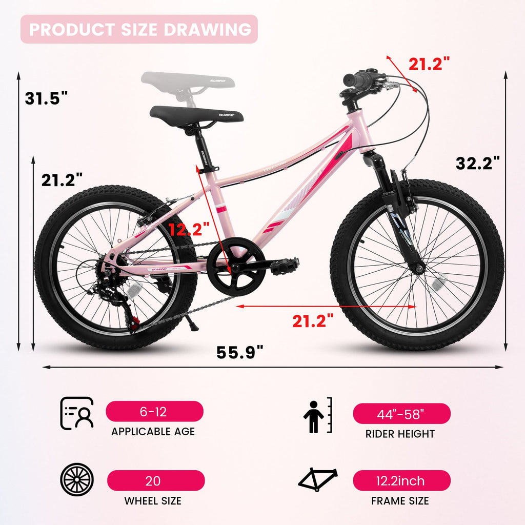 Ambifirner 20" City Bike with Adjustable Saddle & Kickstand Steel Frame