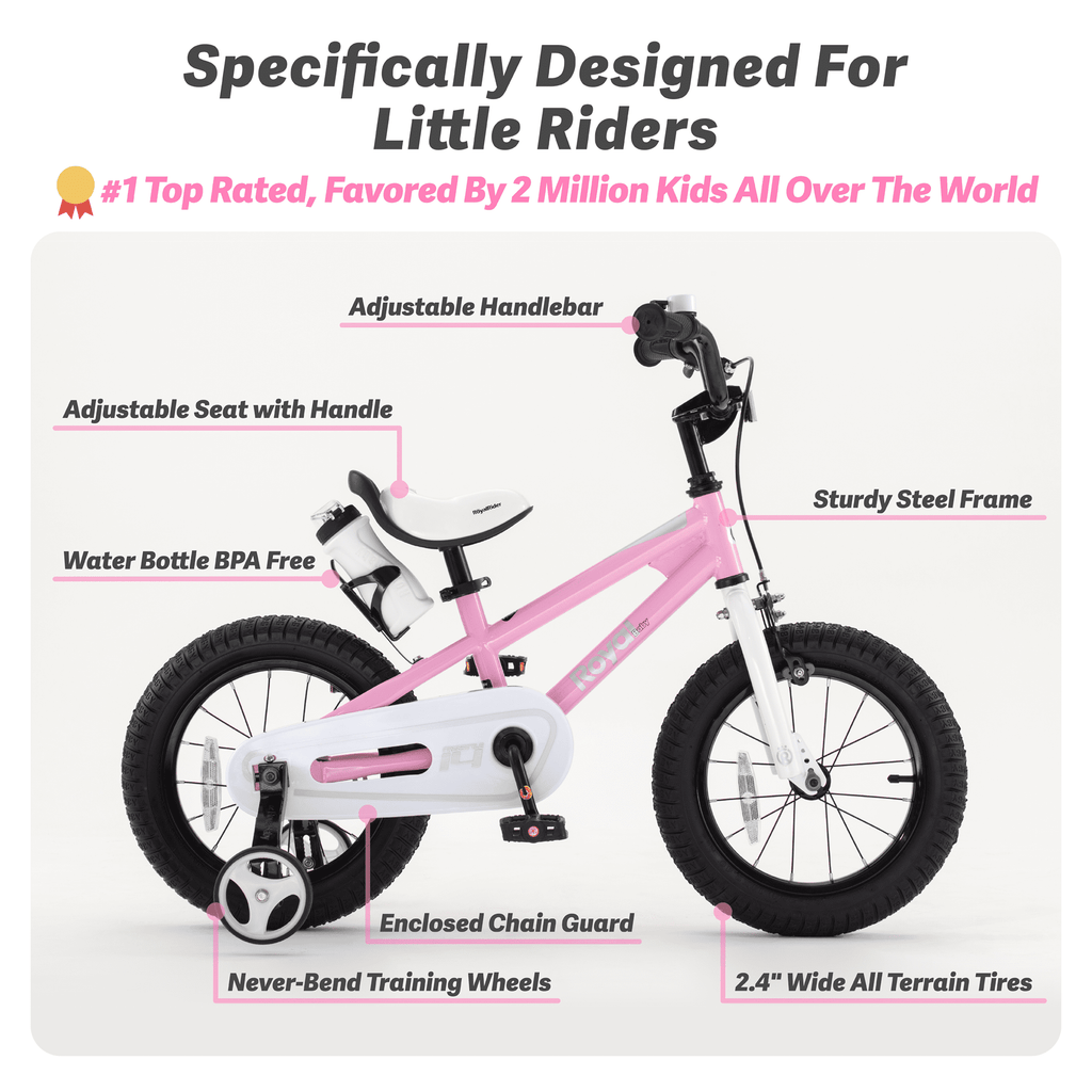 Royalbaby Boys Girls Kids Bike 14 In BMX Freestyle Blue 2 Hand Brakes Bicycles with Training Wheels Child Bicycle