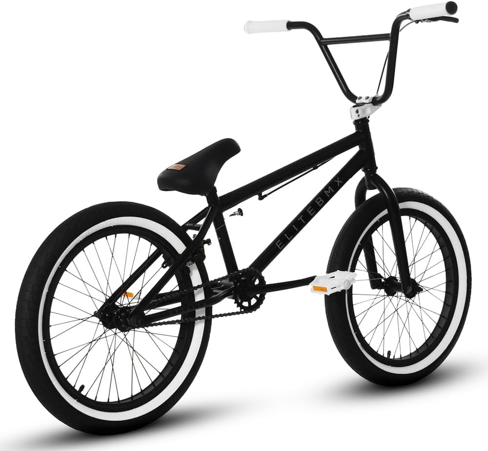 Elite BMX Bicycle 20” Freestyle Bike - Stealth Black Ideal for Ages 7 to 18 Years