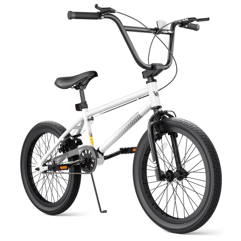 Korimefa 18 inch BMX Bikes, Kids Bicycles for Boys Ages 5-9, Child, Tween & Teen, Front Aluminum Alloy U-Brake, Rear R-Brake, Hand Brake Levers & Front and Rear Pegs, White