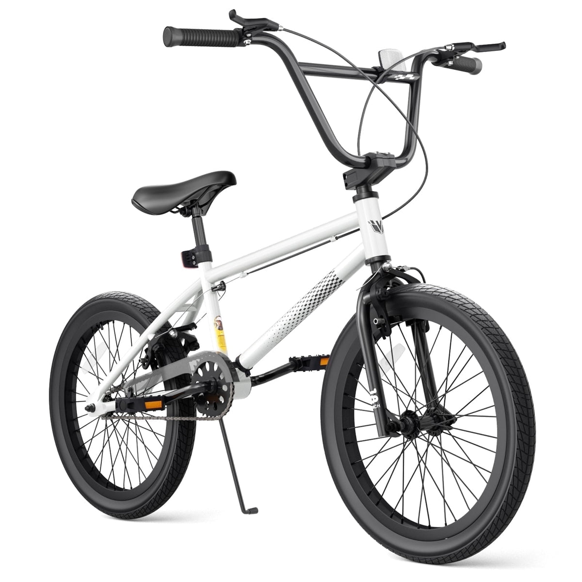Korimefa 18 inch BMX Bikes, Kids Bicycles for Boys Ages 5-9, Child, Tween & Teen, Front Aluminum Alloy U-Brake, Rear R-Brake, Hand Brake Levers & Front and Rear Pegs, White