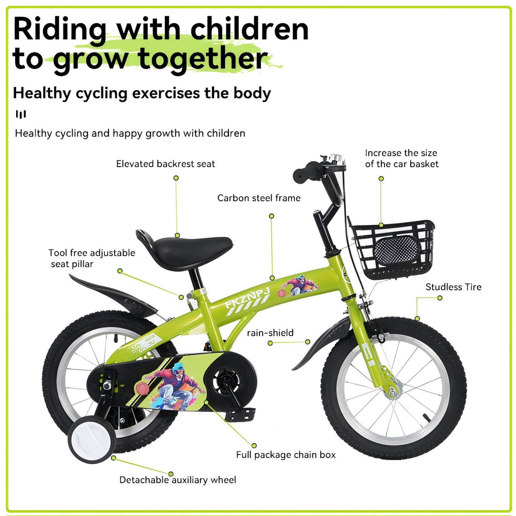Aukfa 18-Inch Kids Bike for Boys & Girls Ages 5-10,Balance Bikewith Training Wheels, Coaster Brake & Front V-Brake,Pink