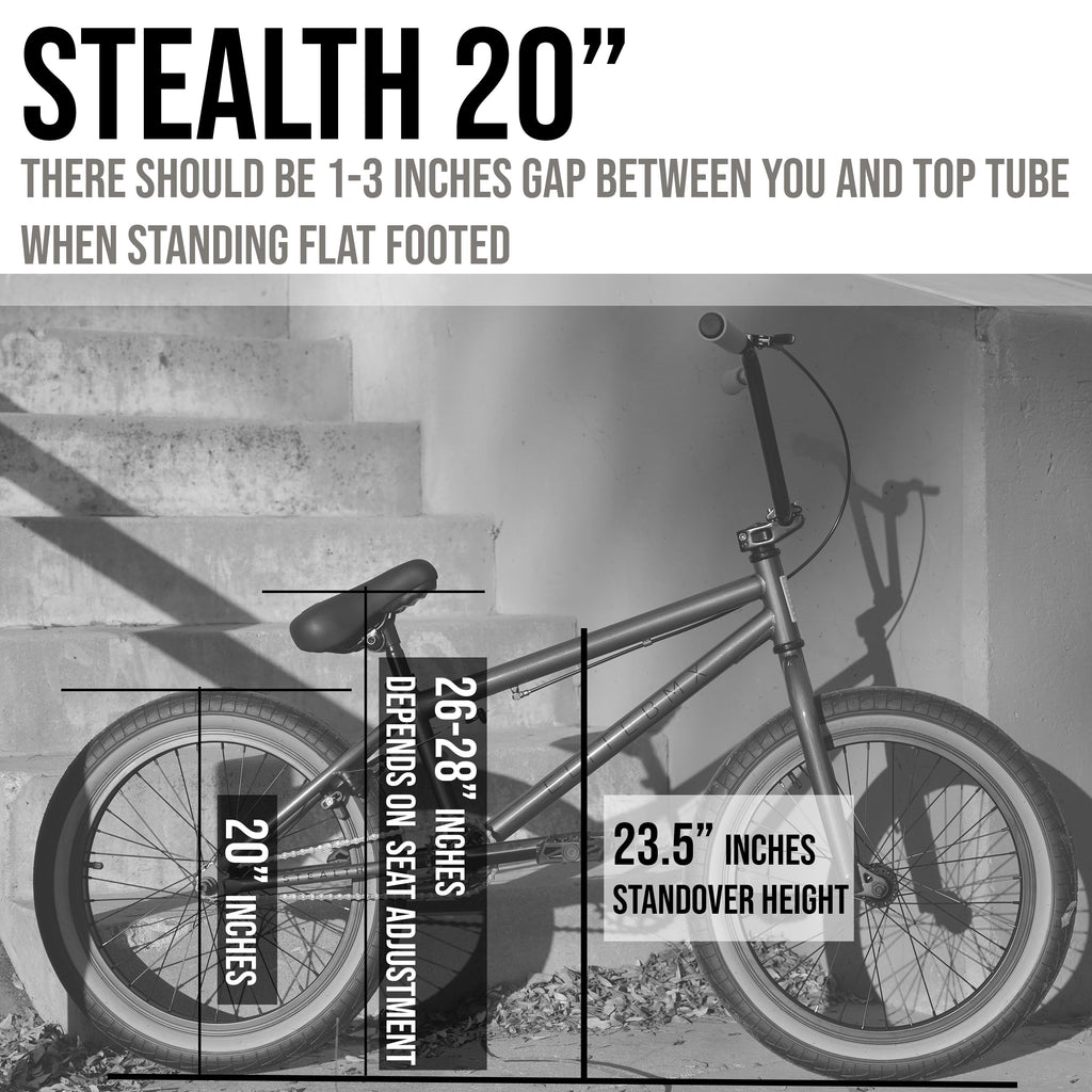 Elite BMX Bicycle 20” Freestyle Bike - Stealth Black Ideal for Ages 7 to 18 Years