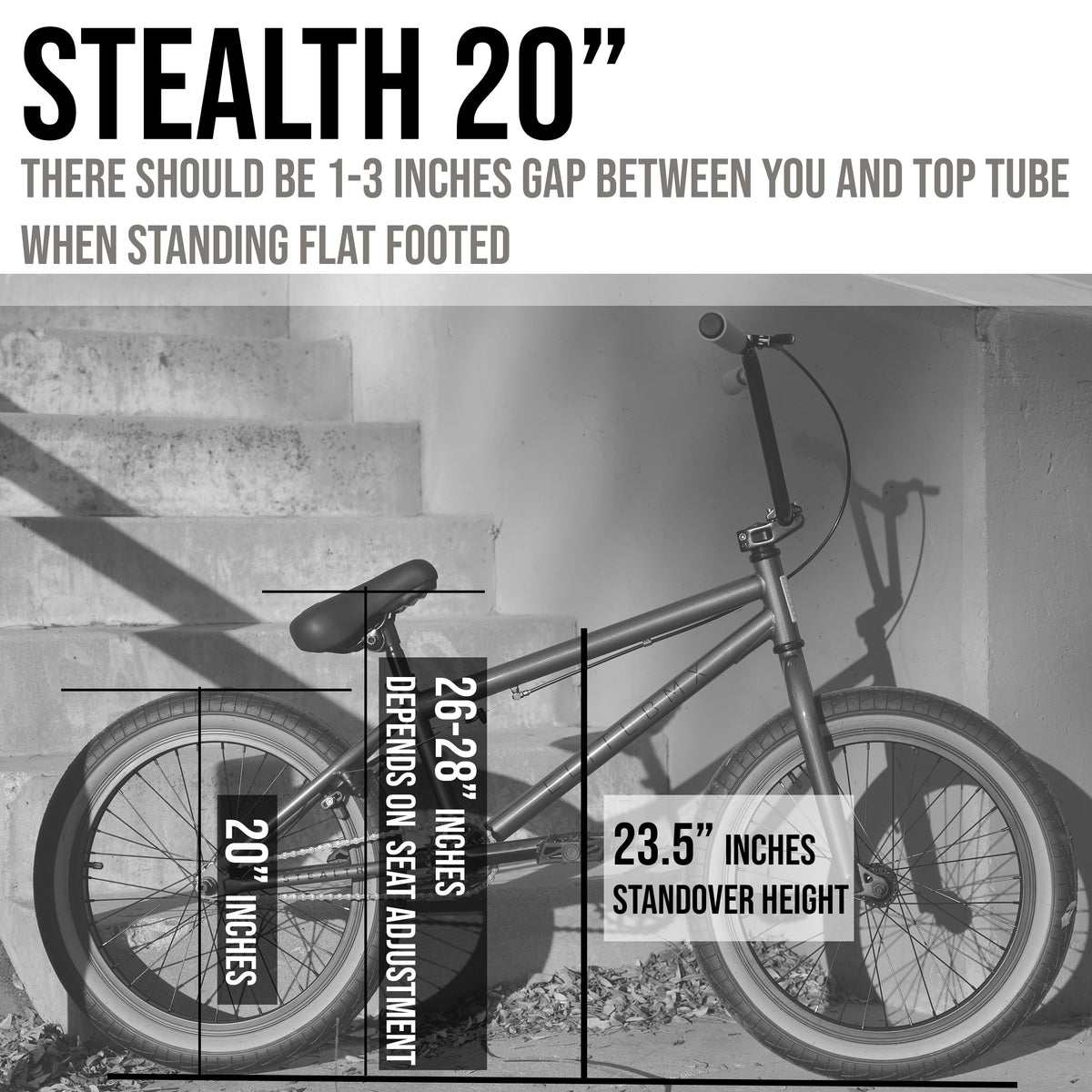 Elite BMX Bicycle 20” Freestyle Bike - Stealth Black Ideal for Ages 7 to 18 Years