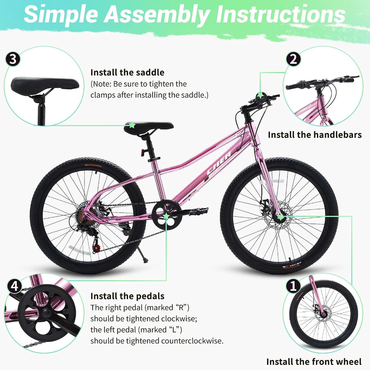 Akaber Kids Bike for Girls 6-11, 20 Inch Mountain Bike for Kids with High Carbon Steel, Dual Disc Brakes and Kickstand