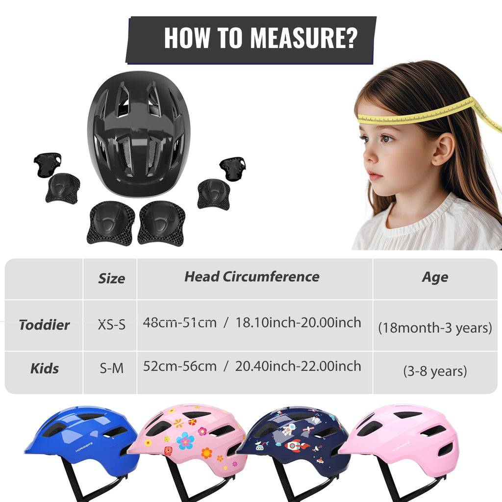 KORIMEFA Kids Bike Helmet Toddler Bicycles Helmets, Multi-Sport Protective Gear Set for 3-5-8-14 Years Boys Girls with Knee Elbow Pads Wrist Guards for Cycling,Skateboarding,Skating Scooter