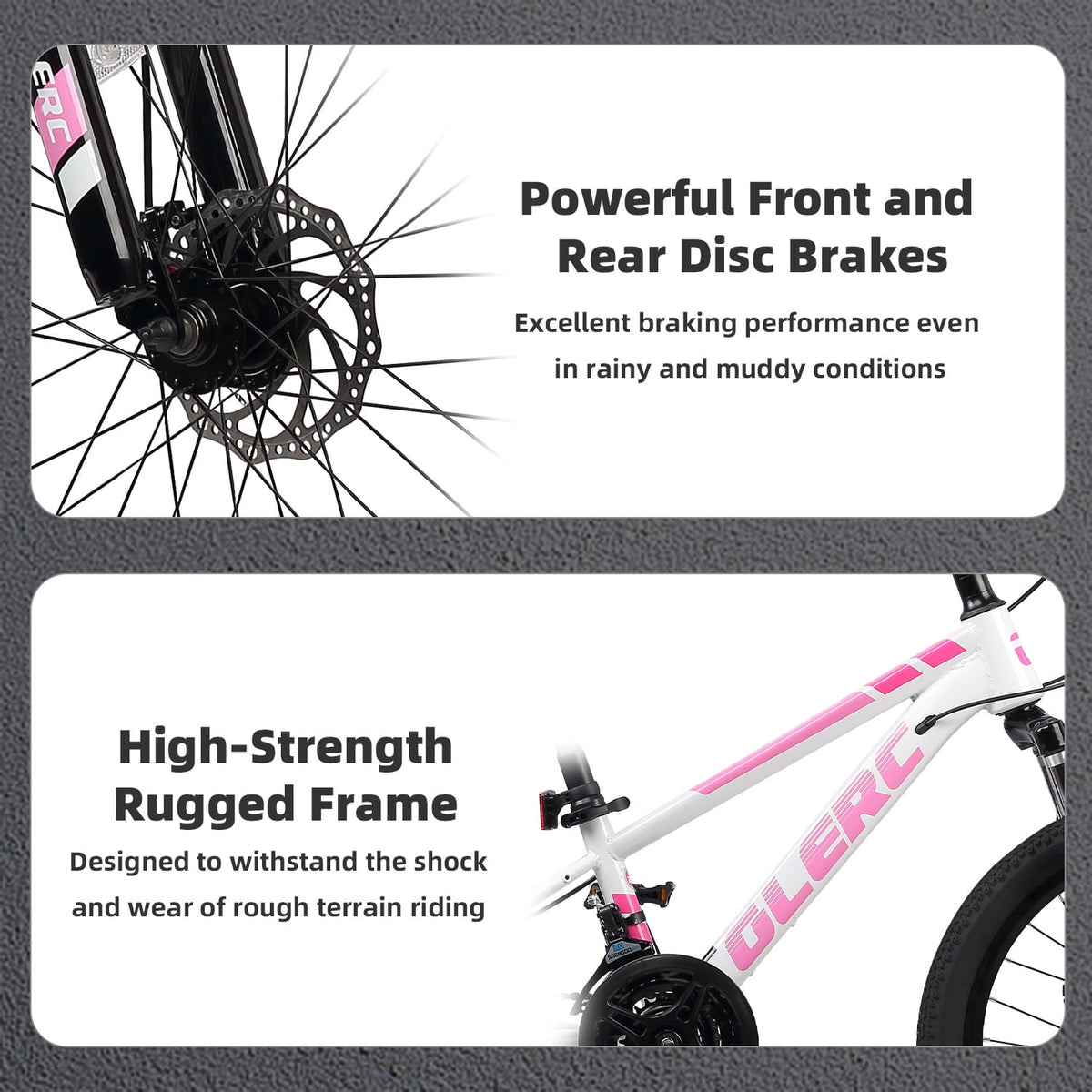 Glerc Skyline 24 Inch Kids Mountain Bike for Boys Girls 10 11 12 13 14 Years Old, 21-Speed Kid Bicycle with Front Suspension & Dual Disc Brakes & Rugged Frame, Black