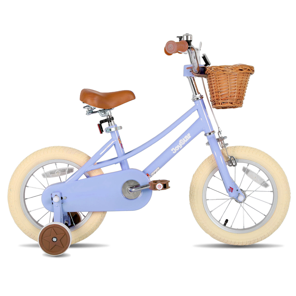 JOYSTAR 14 Inch Girls Bike with Training Wheels & Basket for Ages 3-5, Purple