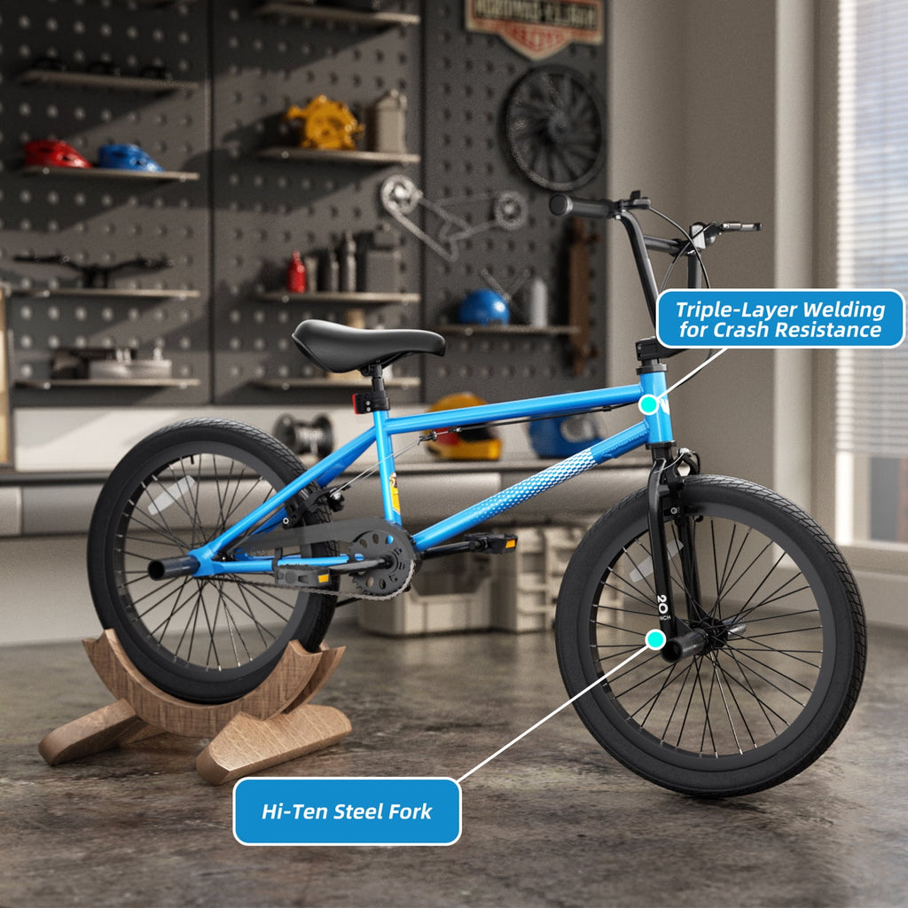 Korimefa 18 inch BMX Bikes, Kids Bicycles for Boys Ages 5-9, Child, Tween & Teen, Front Aluminum Alloy U-Brake, Rear R-Brake, Hand Brake Levers & Front and Rear Pegs, White