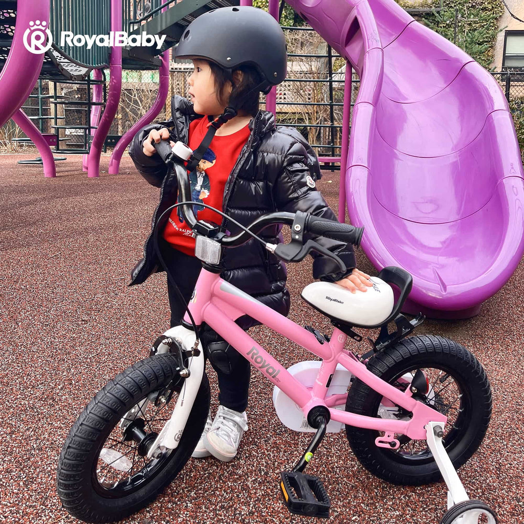 Royalbaby Boys Girls Kids Bike 14 In BMX Freestyle Blue 2 Hand Brakes Bicycles with Training Wheels Child Bicycle