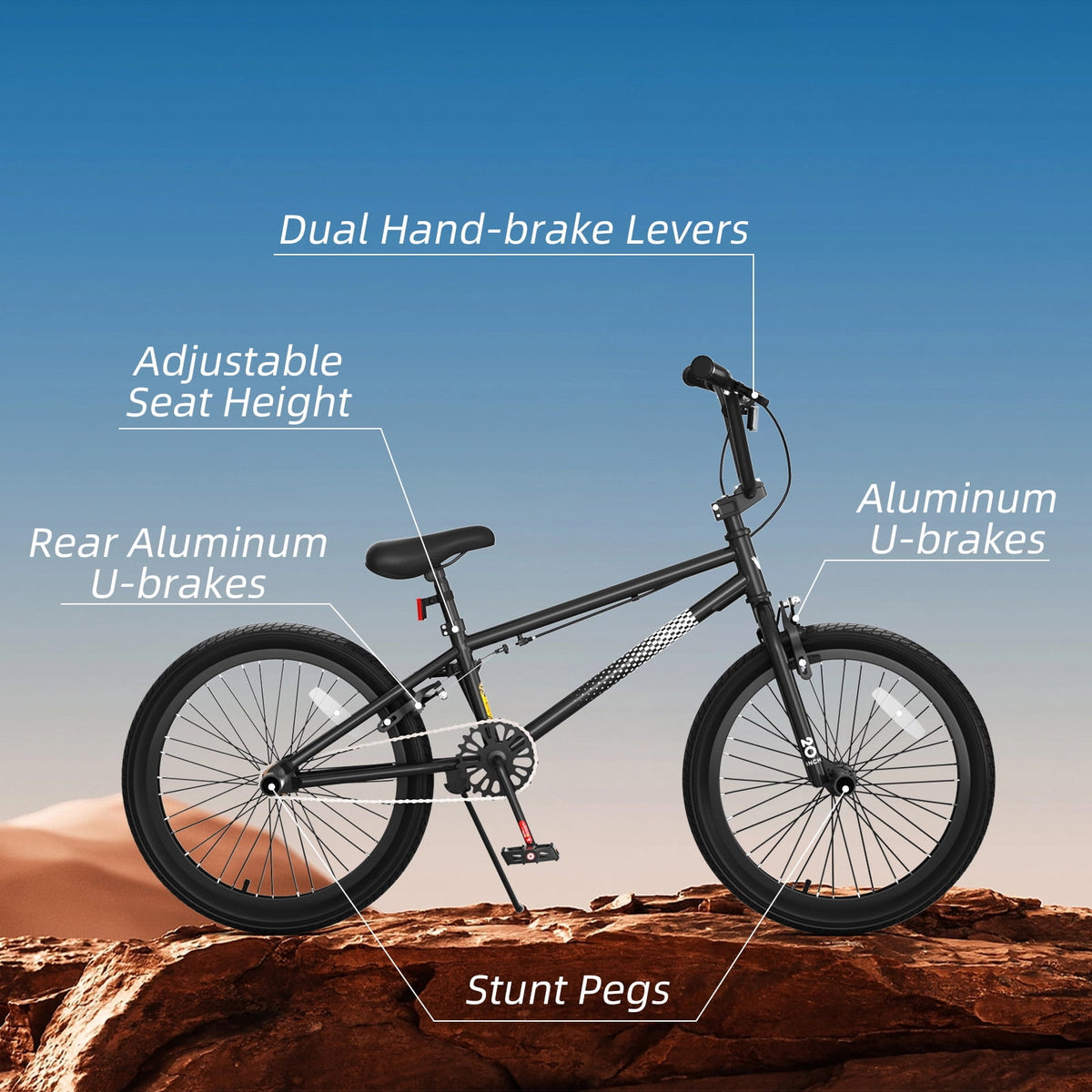 Korimefa 18 inch BMX Bikes, Kids Bicycles for Boys Ages 5-9, Child, Tween & Teen, Front Aluminum Alloy U-Brake, Rear R-Brake, Hand Brake Levers & Front and Rear Pegs, White