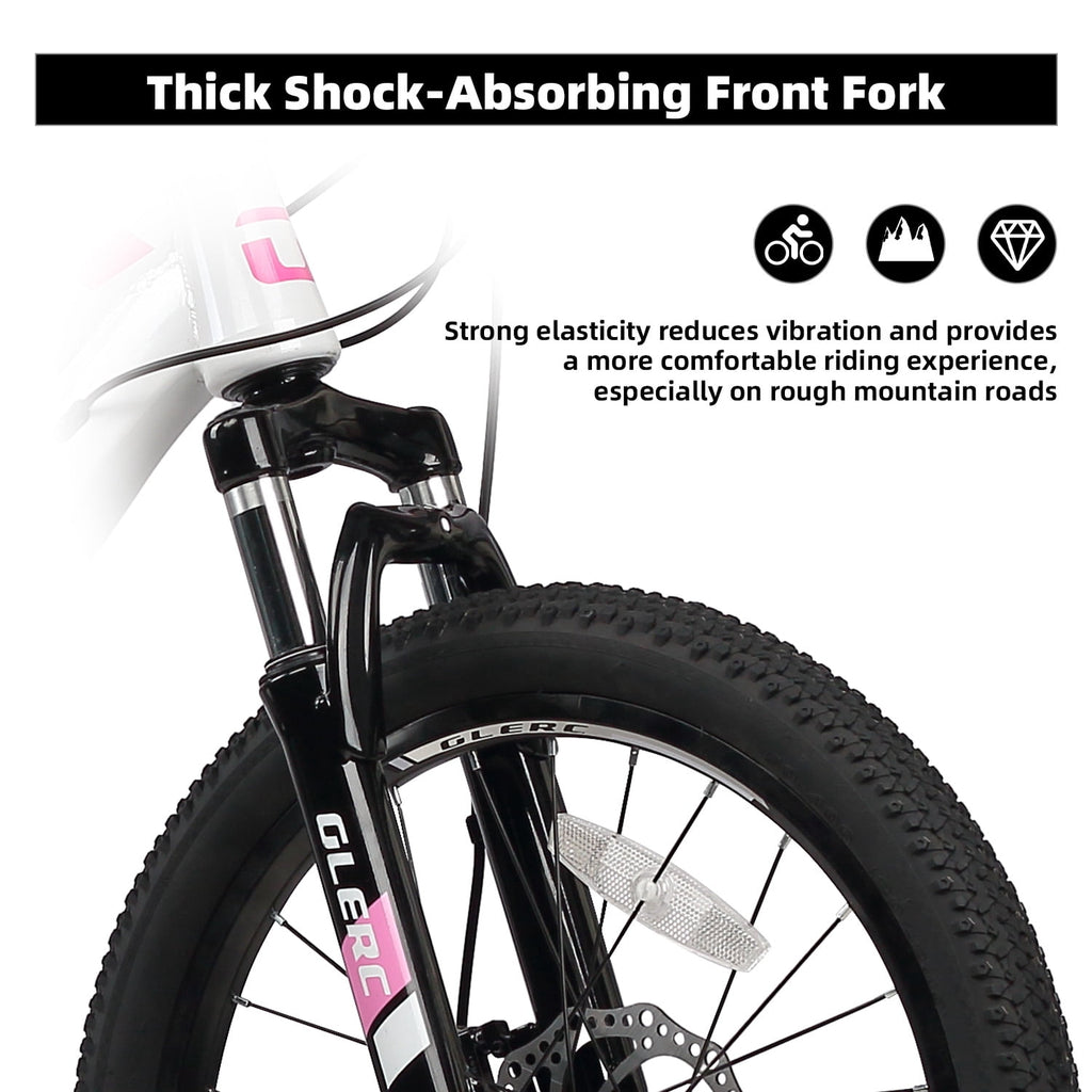 Glerc Skyline 24 Inch Kids Mountain Bike for Boys Girls 10 11 12 13 14 Years Old, 21-Speed Kid Bicycle with Front Suspension & Dual Disc Brakes & Rugged Frame, Black