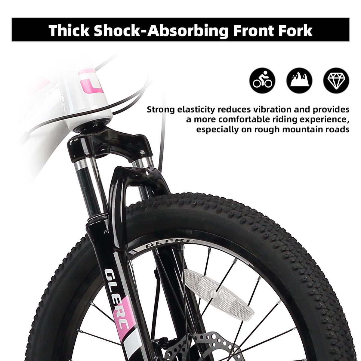 Glerc Skyline 24 Inch Kids Mountain Bike for Boys Girls 10 11 12 13 14 Years Old, 21-Speed Kid Bicycle with Front Suspension & Dual Disc Brakes & Rugged Frame, Black