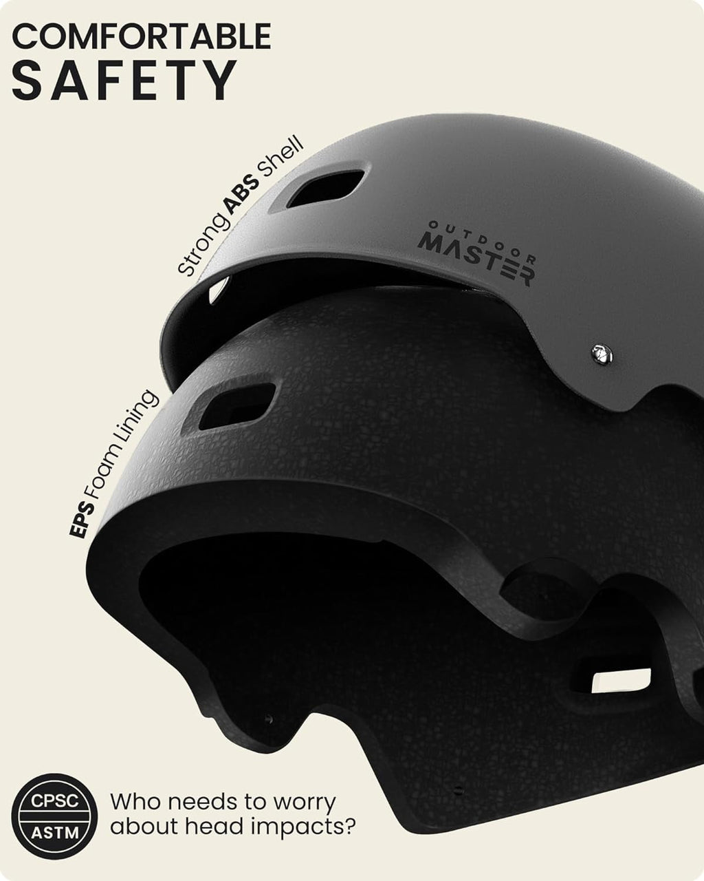 OutdoorMaster Skateboard Cycling Helmet - Two Removable Liners Ventilation Multi-Sport Scooter Roller Skate Inline Skating Rollerblading for Kids, Youth & Adults