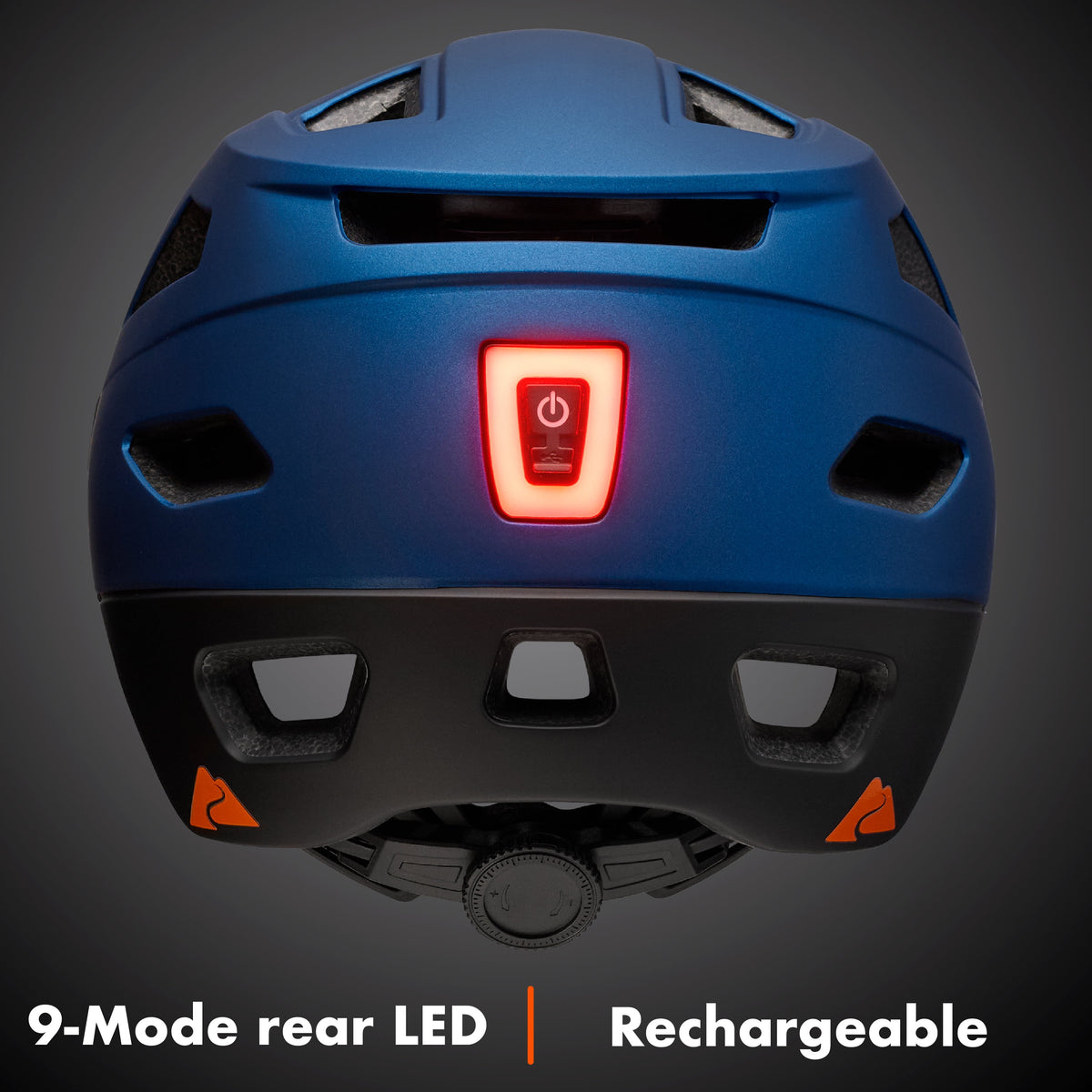 Ozark Trail Adult Bike Helmet with Rechargeable Rear Light-Up, Black, 9 Modes, Ages 14+