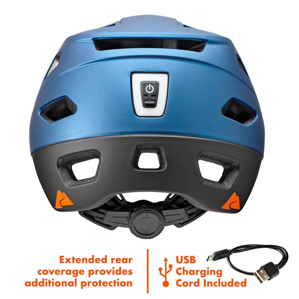 Ozark Trail Adult Bike Helmet with Rechargeable Rear Light-Up, Black, 9 Modes, Ages 14+