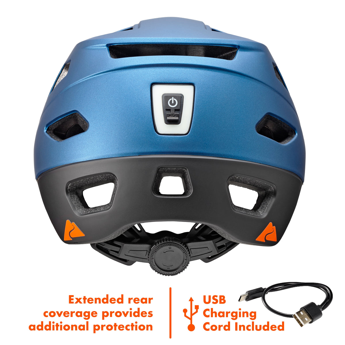Ozark Trail Adult Bike Helmet with Rechargeable Rear Light-Up, Black, 9 Modes, Ages 14+