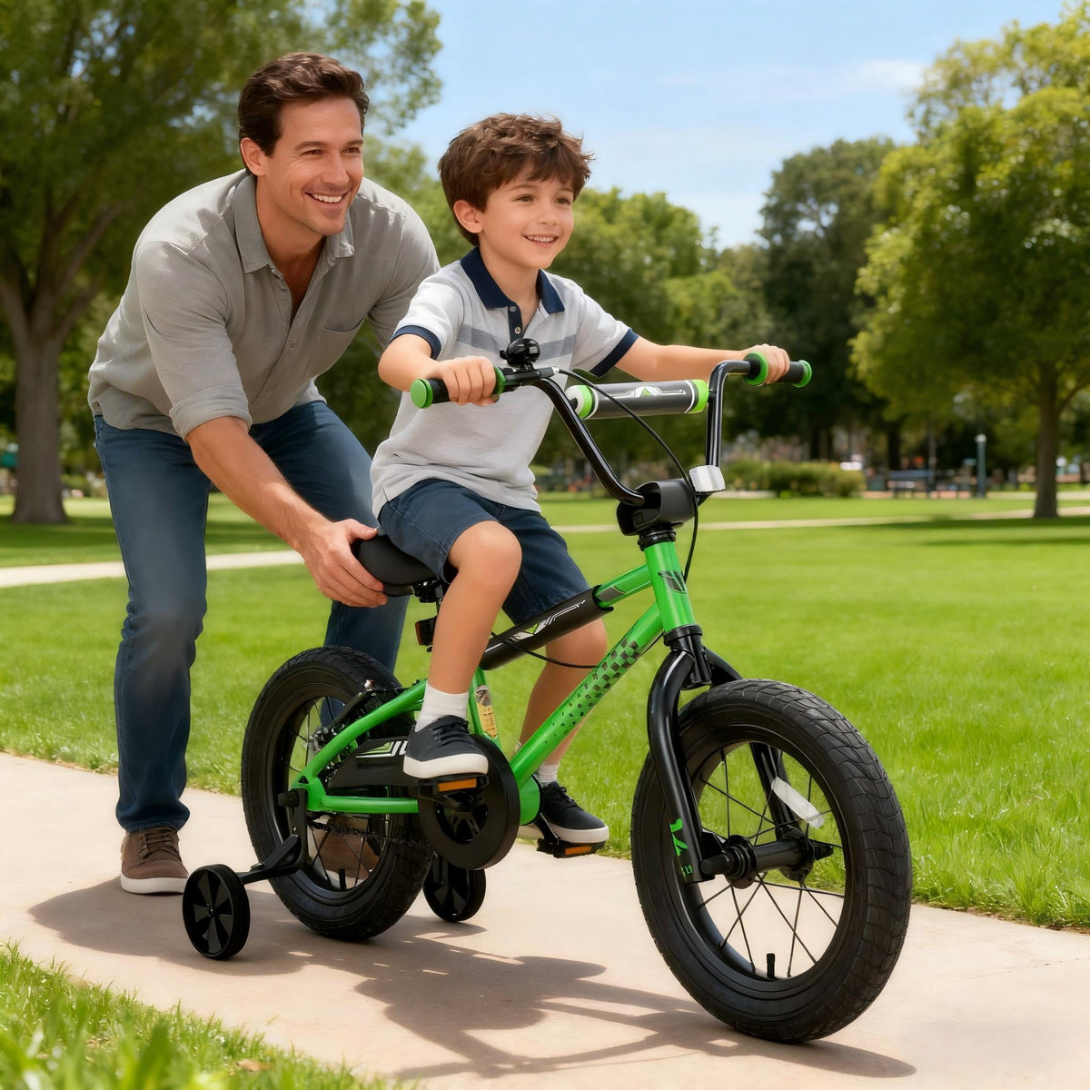 Korimefa Kids Bike, 14 inch Boys Bike BMX Style Bicycle with Training Wheels Coaster Brake for 4 5 6 7 Years Old Toddlers Boys , Blue