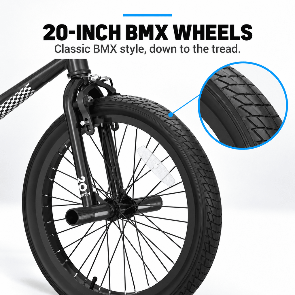 Korimefa 18 inch BMX Bikes, Kids Bicycles for Boys Ages 5-9, Child, Tween & Teen, Front Aluminum Alloy U-Brake, Rear R-Brake, Hand Brake Levers & Front and Rear Pegs, White