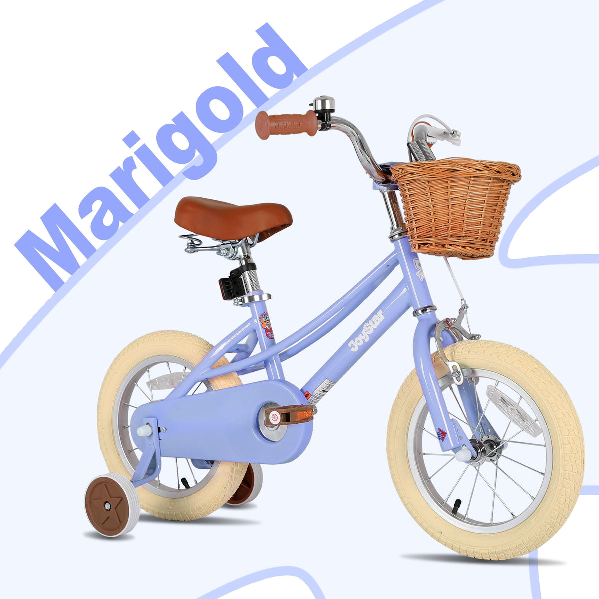 JOYSTAR 14 Inch Girls Bike with Training Wheels & Basket for Ages 3-5, Purple