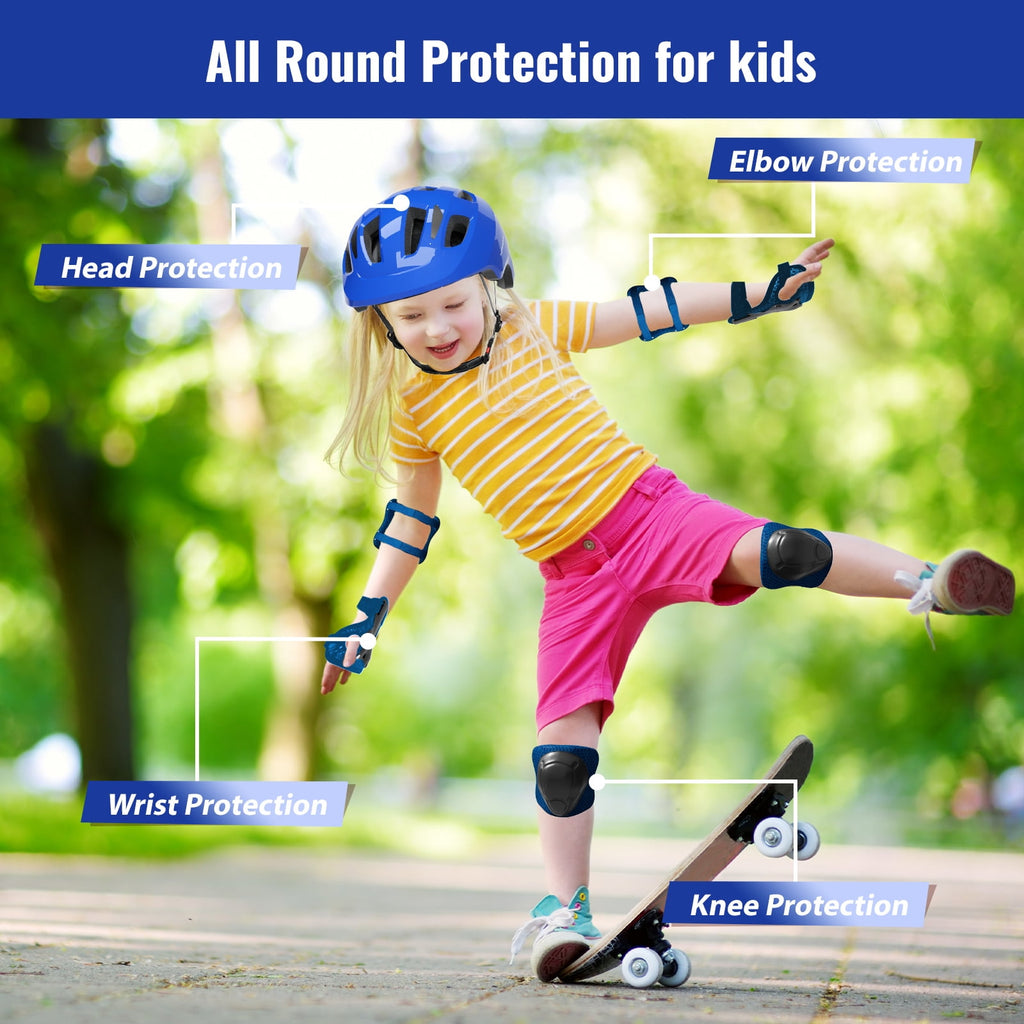 KORIMEFA Kids Bike Helmet Toddler Bicycles Helmets, Multi-Sport Protective Gear Set for 3-5-8-14 Years Boys Girls with Knee Elbow Pads Wrist Guards for Cycling,Skateboarding,Skating Scooter