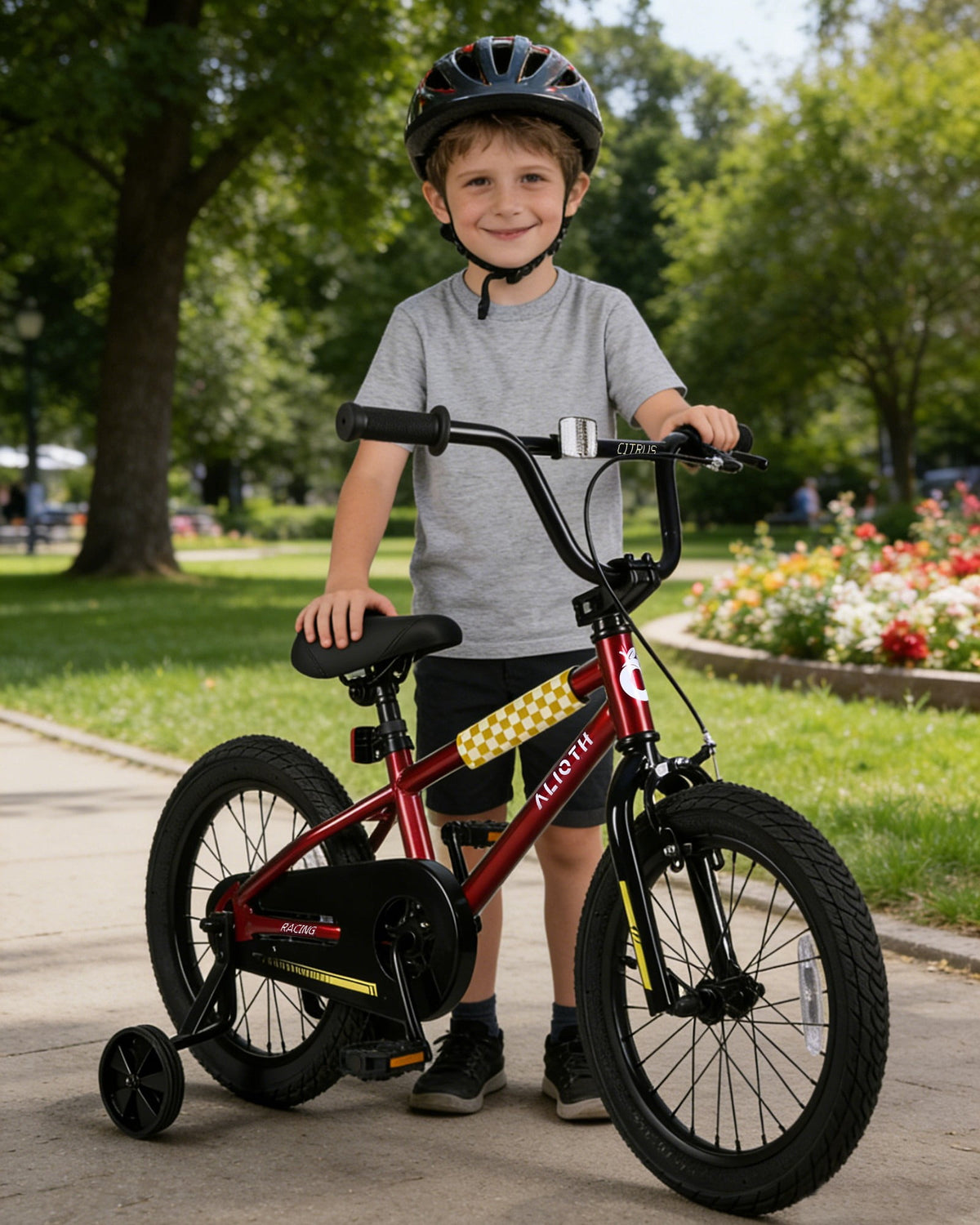 Vollsch BMX Style Kids Bike for 2-8 Years Old Boys Girls 16 Inches Toddlers Bicycle with Coaster Brake Training Wheels, Black