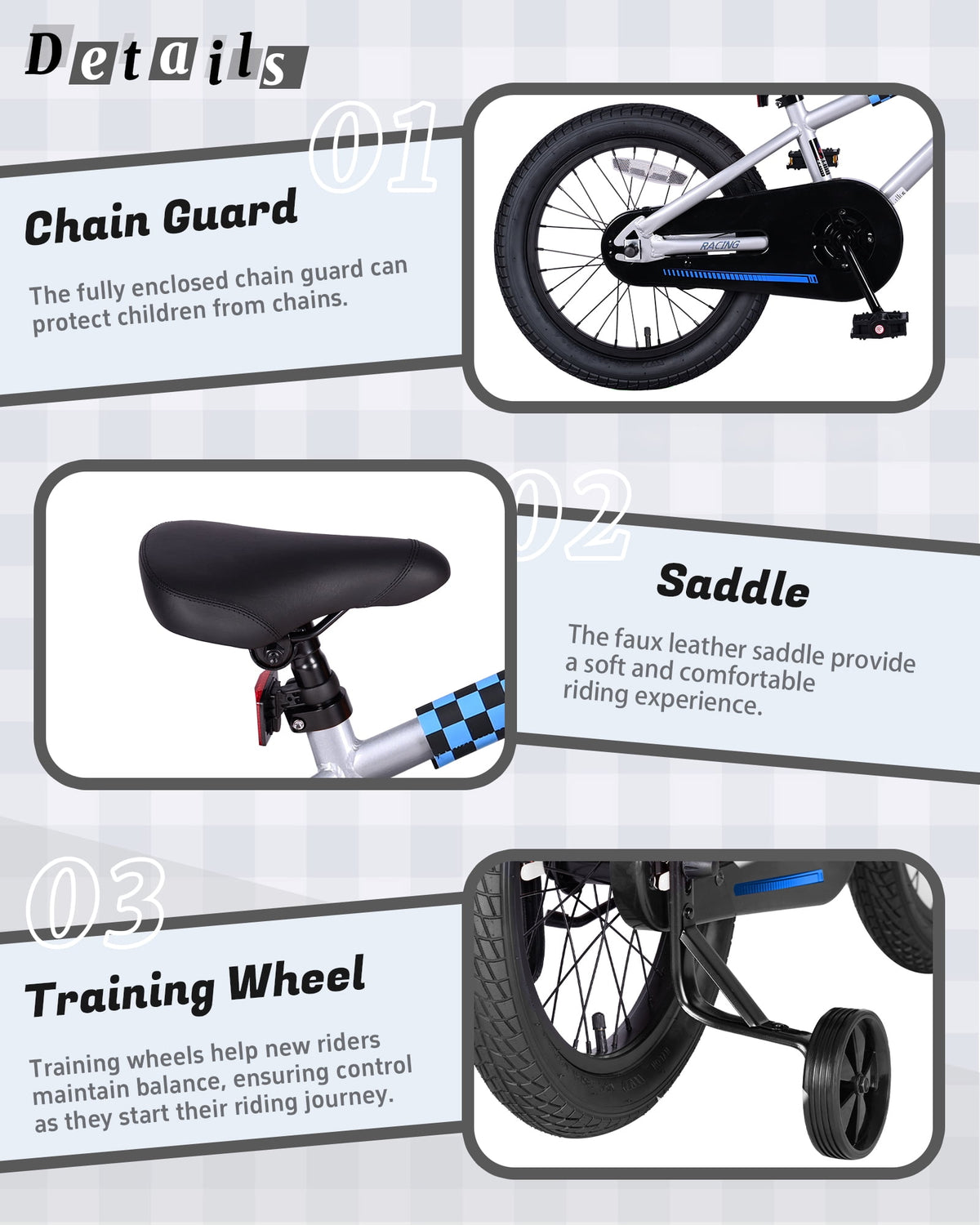 Vollsch BMX Style Kids Bike for 2-8 Years Old Boys Girls 16 Inches Toddlers Bicycle with Coaster Brake Training Wheels, Black