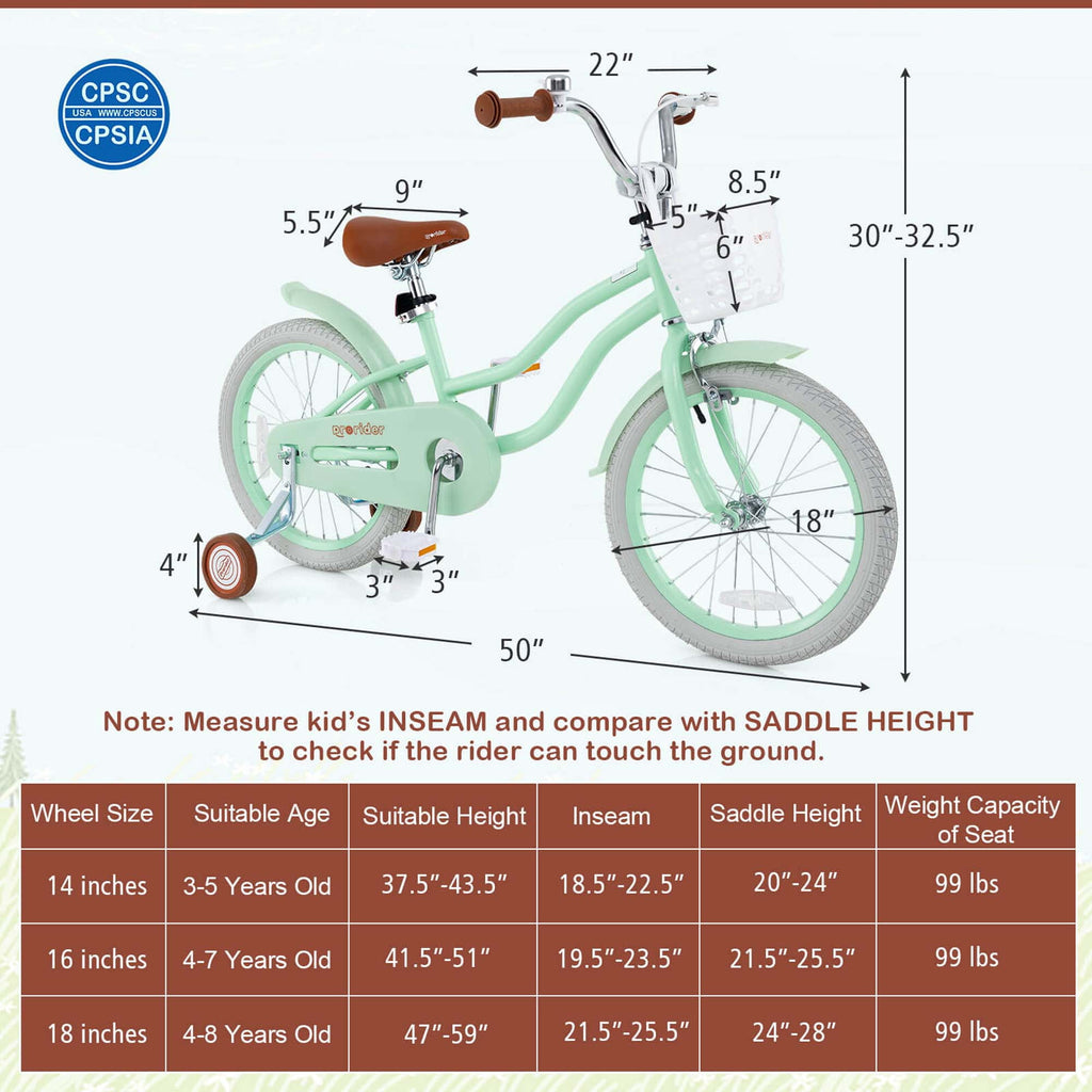 Costway 18'' Kids Bike Toddler Bicycle with Training Wheel Kickstand for 4-8 Years Old Pink