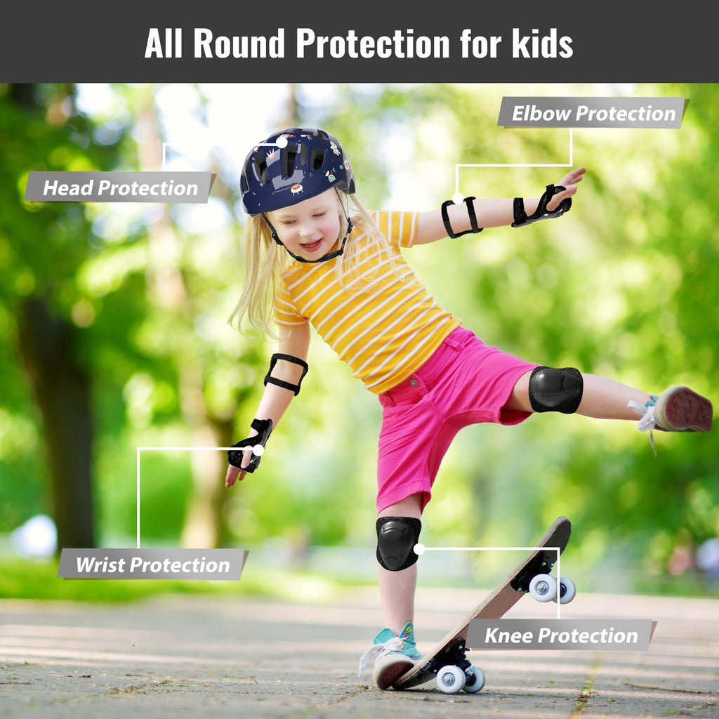 KORIMEFA Kids Bike Helmet Toddler Bicycles Helmets, Multi-Sport Protective Gear Set for 3-5-8-14 Years Boys Girls with Knee Elbow Pads Wrist Guards for Cycling,Skateboarding,Skating Scooter