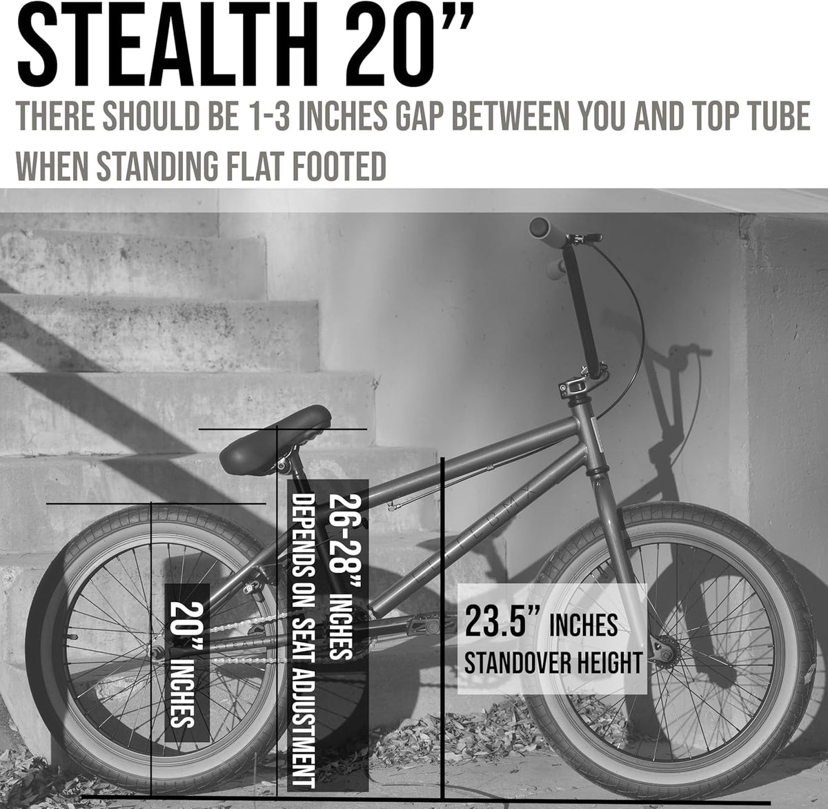 Elite BMX Bicycle 20” Freestyle Bike - Stealth Black Ideal for Ages 7 to 18 Years