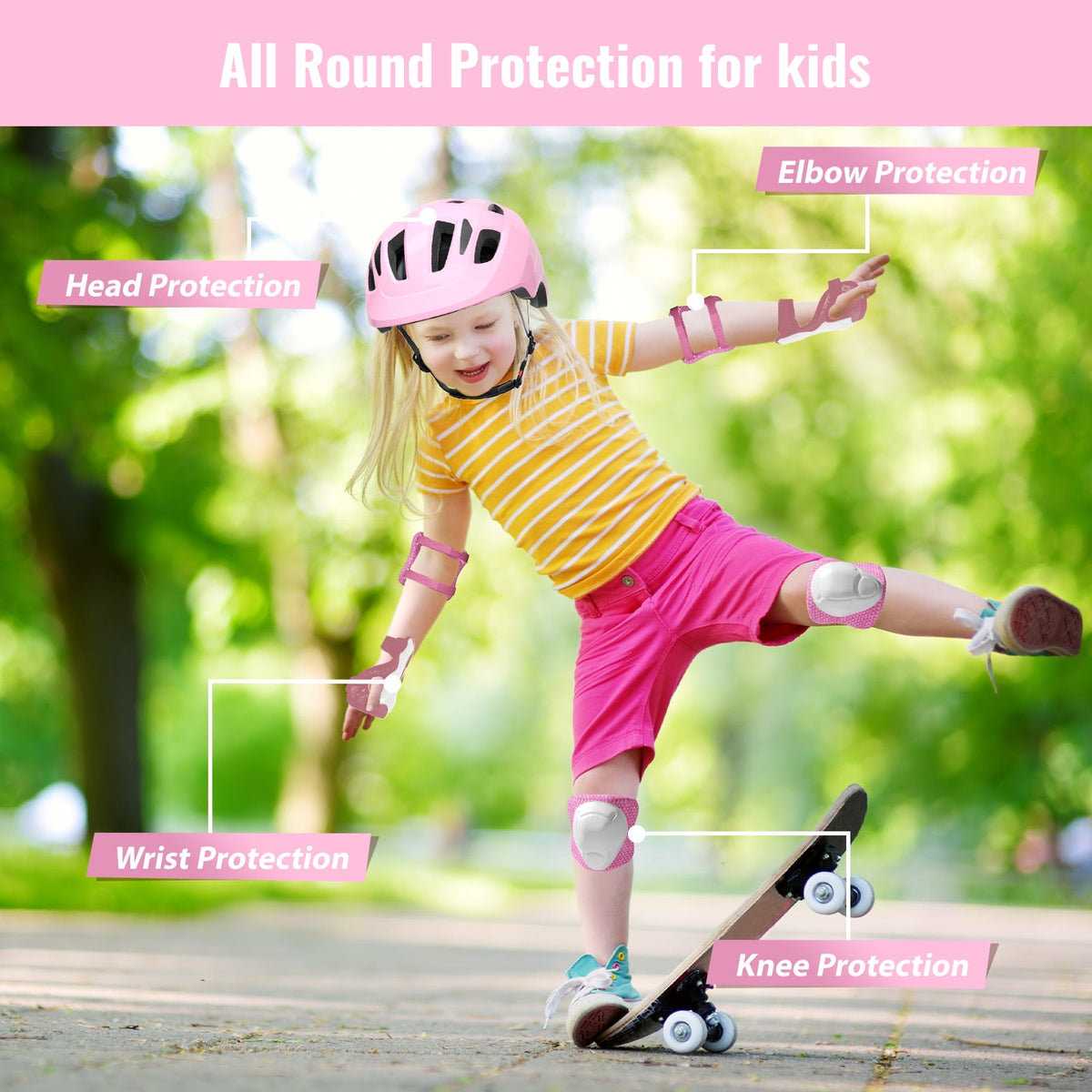 KORIMEFA Kids Bike Helmet Toddler Bicycles Helmets, Multi-Sport Protective Gear Set for 3-5-8-14 Years Boys Girls with Knee Elbow Pads Wrist Guards for Cycling,Skateboarding,Skating Scooter