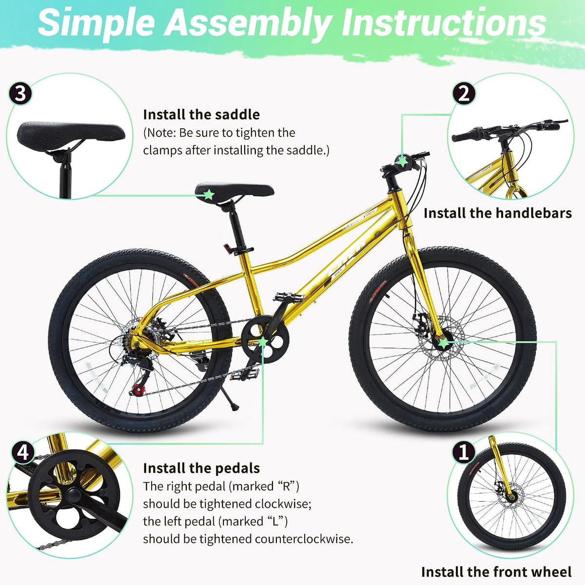 Akaber Kids Bike for Girls 6-11, 20 Inch Mountain Bike for Kids with High Carbon Steel, Dual Disc Brakes and Kickstand