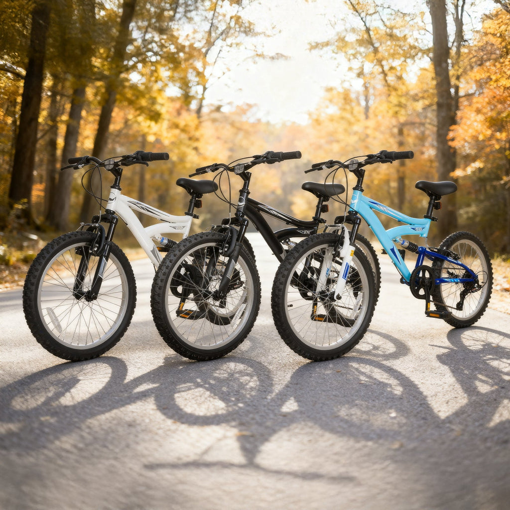 Hykolity 20 Inch Kids Mountain Bike Boys Girls Youth Bicycle For Ages 6-12 Children Bikes Dual Full Suspension Front And Rear V-Brakes 6 Speeds Drivetrain, Black