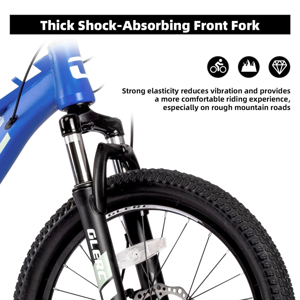 Glerc Skyline 24 Inch Kids Mountain Bike for Boys Girls 10 11 12 13 14 Years Old, 21-Speed Kid Bicycle with Front Suspension & Dual Disc Brakes & Rugged Frame, Black