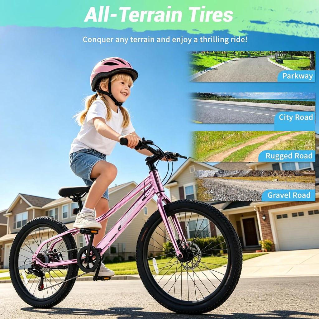 Akaber Kids Bike for Girls 6-11, 20 Inch Mountain Bike for Kids with High Carbon Steel, Dual Disc Brakes and Kickstand
