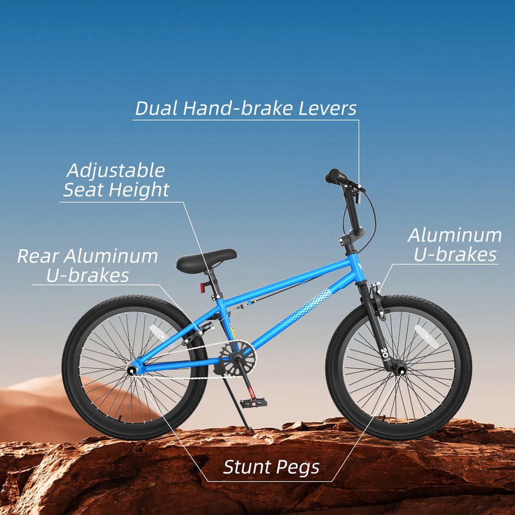 Korimefa 18 inch BMX Bikes, Kids Bicycles for Boys Ages 5-9, Child, Tween & Teen, Front Aluminum Alloy U-Brake, Rear R-Brake, Hand Brake Levers & Front and Rear Pegs, White
