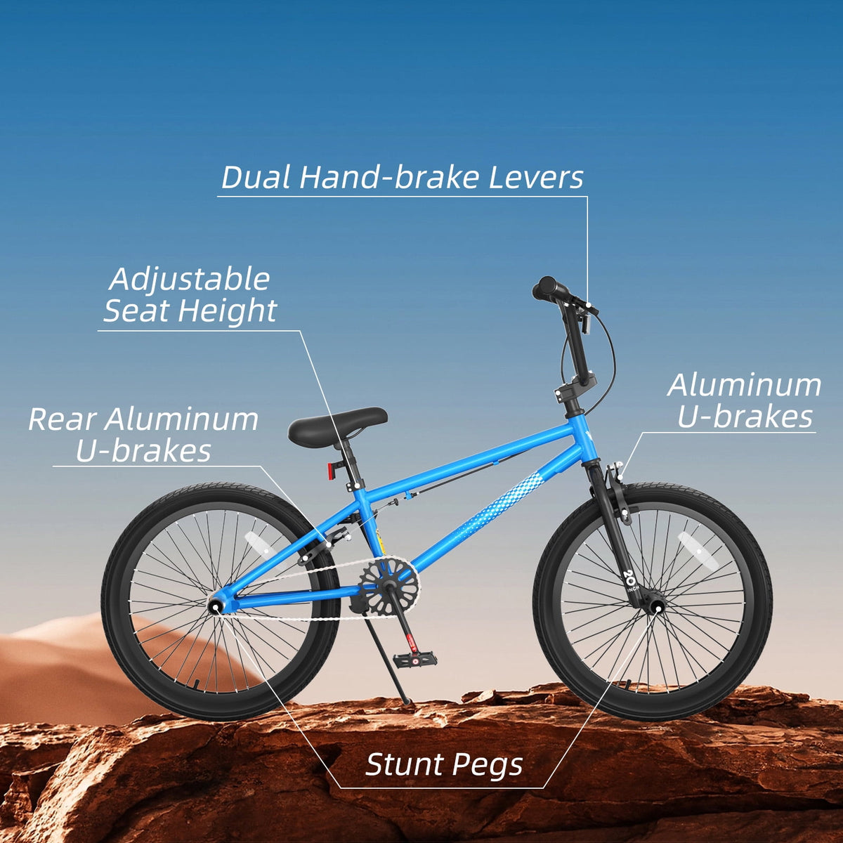 Korimefa 18 inch BMX Bikes, Kids Bicycles for Boys Ages 5-9, Child, Tween & Teen, Front Aluminum Alloy U-Brake, Rear R-Brake, Hand Brake Levers & Front and Rear Pegs, White