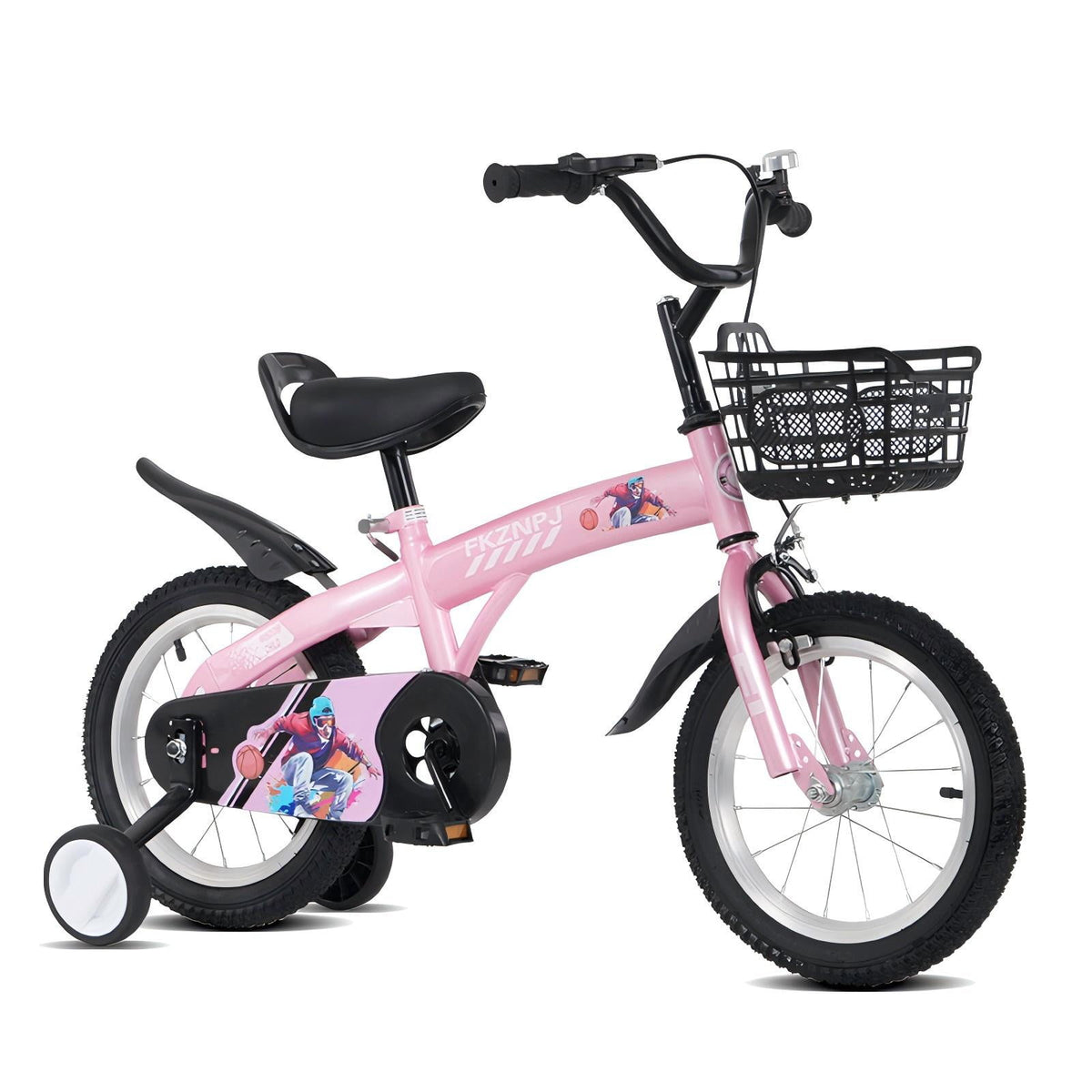 Aukfa 18-Inch Kids Bike for Boys & Girls Ages 5-10,Balance Bikewith Training Wheels, Coaster Brake & Front V-Brake,Pink