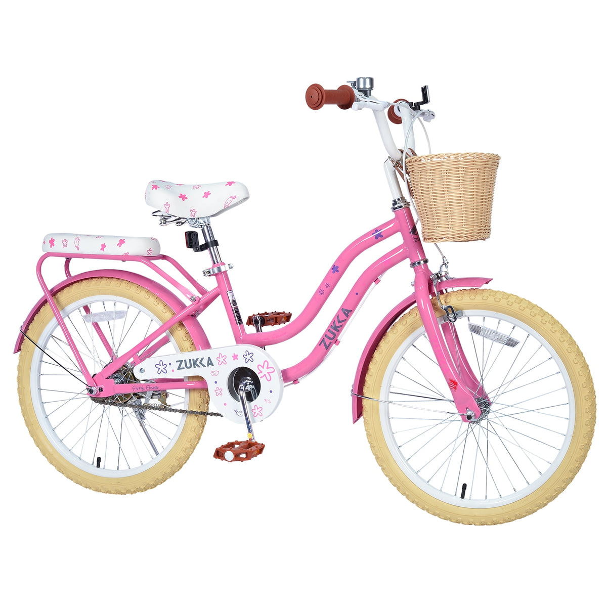 Aukfa 20" Girls Bike with Basket – Kids Bicycle for Ages 7-12, Front & Rear Brakes,Pink
