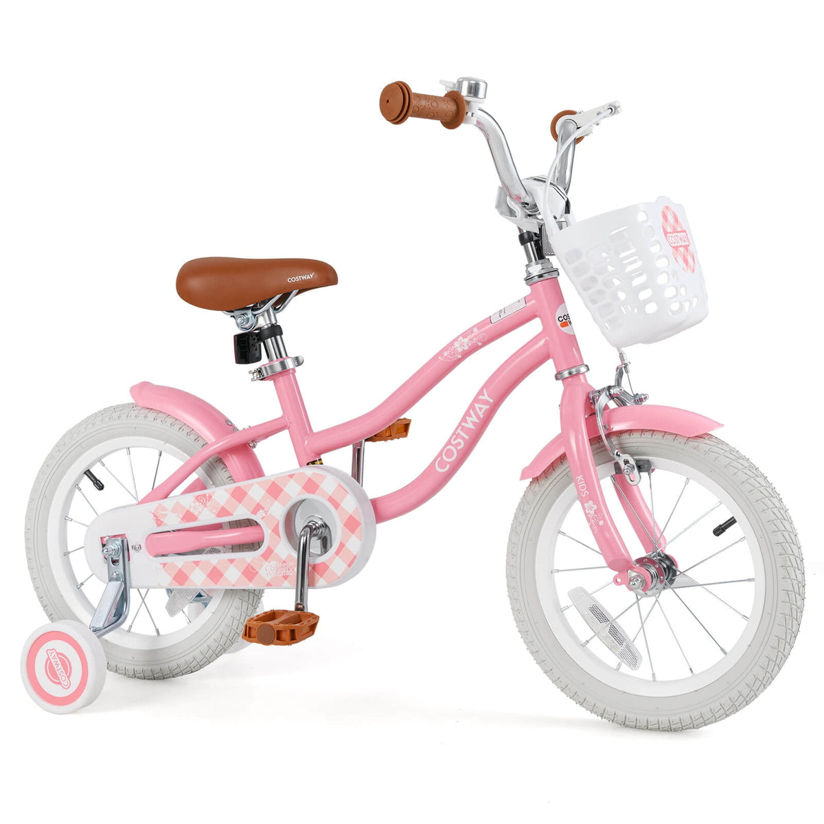 Costway 18'' Kids Bike Toddler Bicycle with Training Wheel Kickstand for 4-8 Years Old Pink